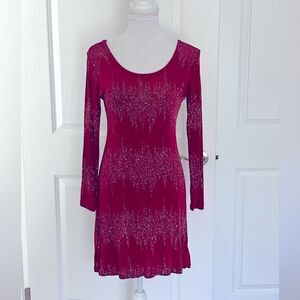 Biondo Vintage Beverly Hills Red Silky Stretch Dress Silver Accents NWT SZ S